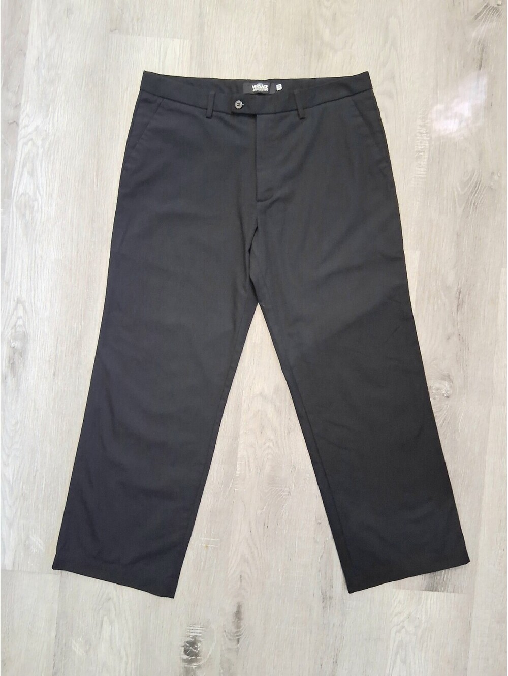VTG Versace Couture Jeans Mens Black 32x26 Flat Front Pants Straight leg Trouser
